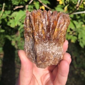 Amber calcite crystal cluster